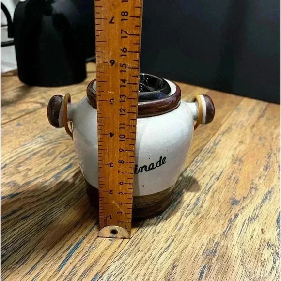 Vintage Ceramic Marinade Pot with Bamboo Handle - Picture 3 of 4